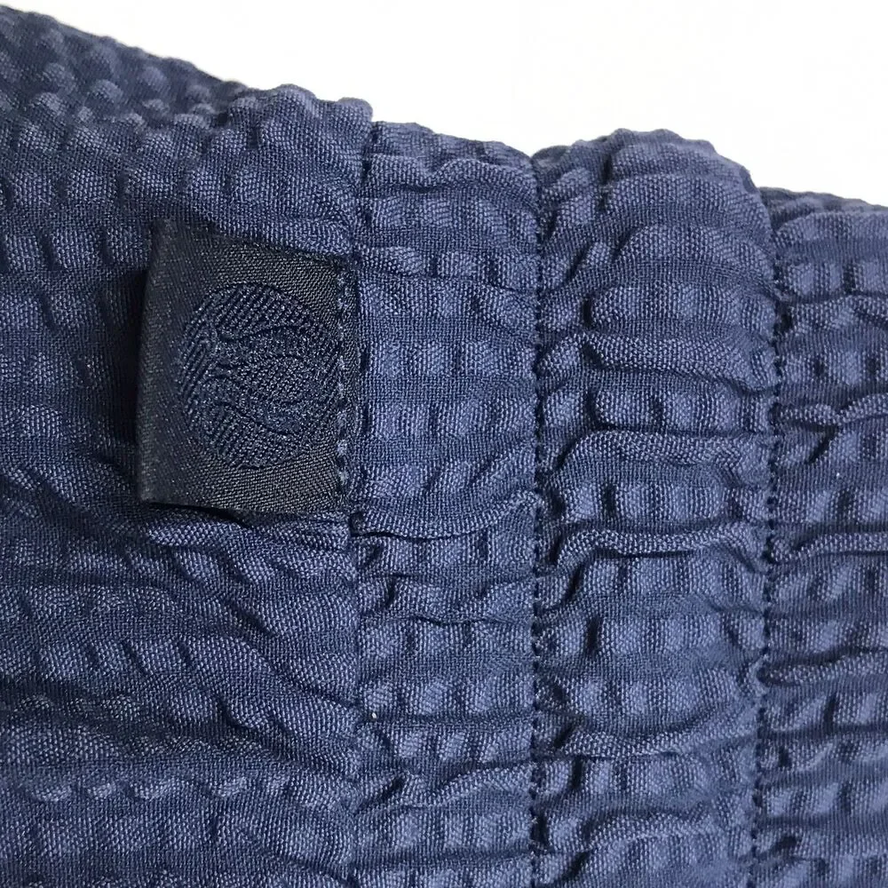 LULULEMON Textured Swim Short Men L Navy Blue Linerless Drawstring Stretch